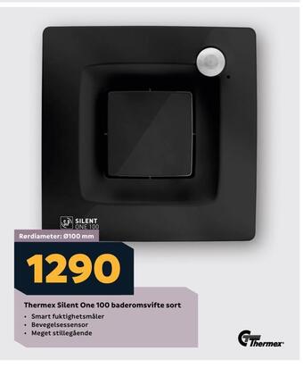 Megaflis Thermex silent one 100 baderomsvifte sort tilbud