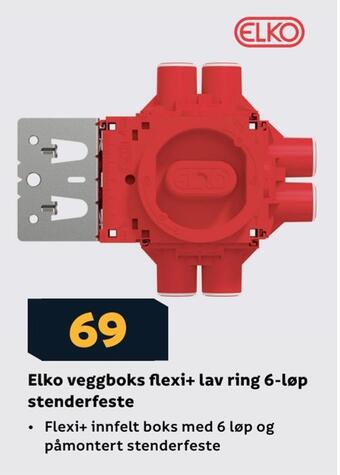 Megaflis Elko veggboks flexi+ lav ring 6-løp stenderfeste tilbud