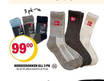 Coop Extra Norgessokken ull 3 pk tilbud