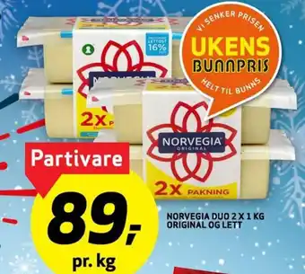 Bunnpris Norvegia Duo 2x1 kg Original Og Lett tilbud