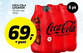 Bunnpris Coca-Cola u/ Sukker 1.5 l tilbud