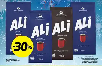 Bunnpris Ali Kaffe 250 G og Ali Original Hele Bøbber 500 G tilbud