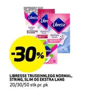 Bunnpris Libresse Truseinnlegg Normal, String, Slim og Ekstra Lang tilbud