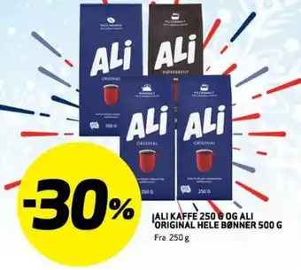 Bunnpris Ali Kaffe 250 G og Ali Original Hele Bønner 500 G tilbud