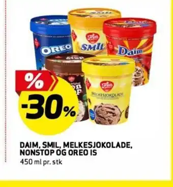 Bunnpris Daim, SML, Melkesjokolade, Nonstop Og Oreo Is tilbud
