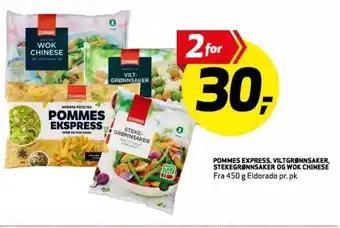 Bunnpris Pommes Express, Viltgrønnsaker, Stekkegrønnsaker Og Wok Chinese tilbud