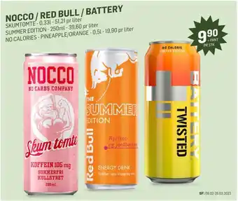 Holdbart Nocco / red bull / battery tilbud