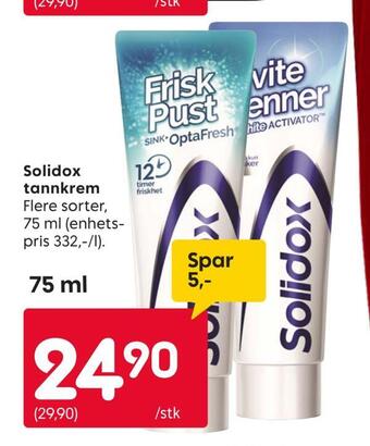 Rusta Solidox tannkrem tilbud