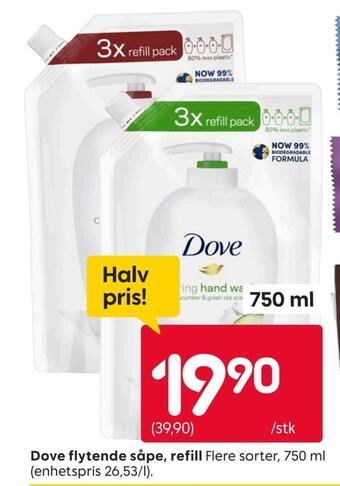 Rusta Dove flytende såpe, refill tilbud