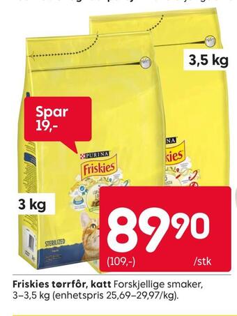 Rusta Friskies tørrfôr, katt tilbud