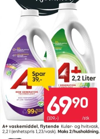 Rusta A+ vaskemiddel-flytende tilbud