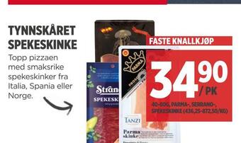 Meny Tynnskåret spekeskinke tilbud