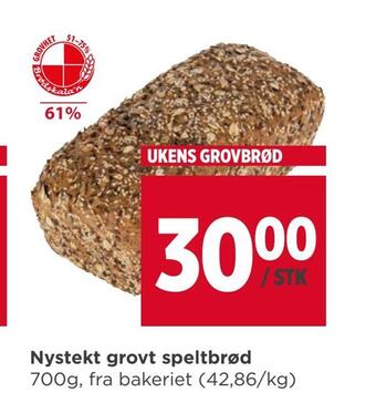 Meny Nystekt grovt speltbrød tilbud
