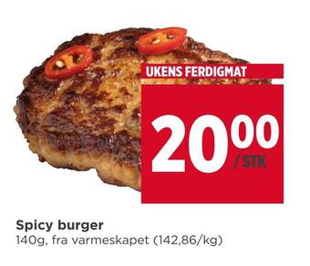 Meny Spicy burger tilbud