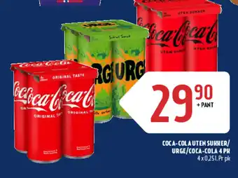 Coop Prix Coca-Cola Uten Sukker / Urge / Coca-Cola 4pk tilbud