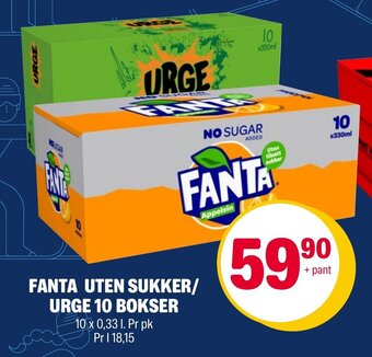 Coop Extra Fanta Uten Sukker/ Urge 10 Bokser tilbud