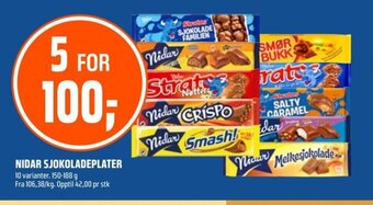 Coop Obs Nidar Sjokoladeplater tilbud