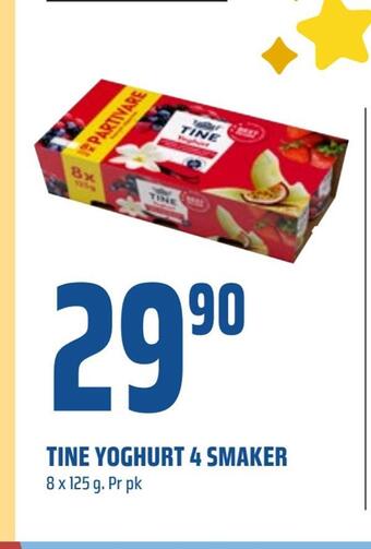 Coop Obs Tine yoghurt 4 smaker tilbud