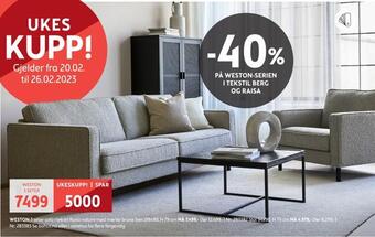 Bohus Weston 3 seter sofa tilbud