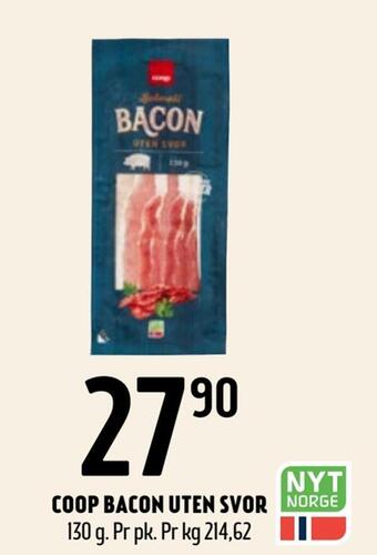 Coop Prix Coop bacon uten svor tilbud