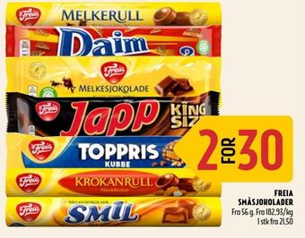 Coop Prix Freia småsjokolader tilbud
