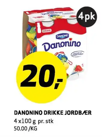 Bunnpris Danonino drikke jordbær tilbud