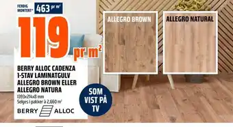 Obs Bygg Berry alloc cadenza 1-stav laminatgulv allegro brown eller allegro natura tilbud
