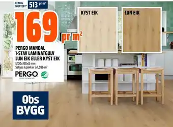 Obs Bygg Pergo mandal 1-stav laminatgulv lun eik eller kyst eik tilbud