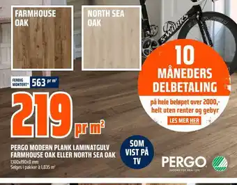 Obs Bygg Pergo modern plank laminatgulv farmhouse oak eller north sea oak tilbud