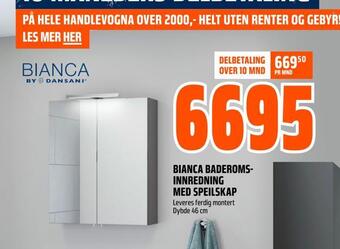 Obs Bygg Bianca baderomsinnredning med speilskap tilbud
