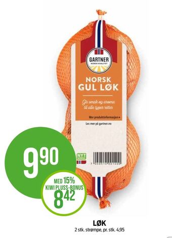 Kiwi Gartner løk tilbud