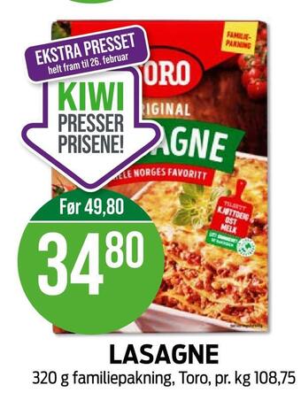 Kiwi Lasagne tilbud