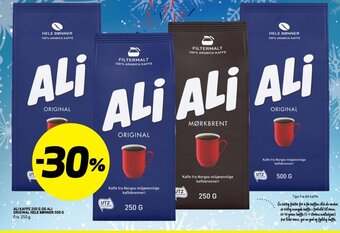 Bunnpris Ali Kaffe 250g og Ali Original Hele Bønner 500g tilbud