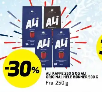 Bunnpris Ali Kaffe 250g og Ali Original Hele Bønner 500g tilbud