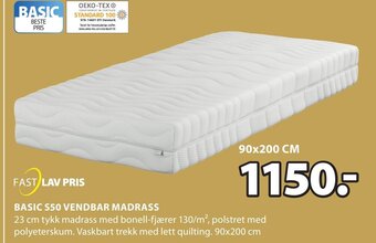 JYSK Basic S50 Vendbar Madrass tilbud