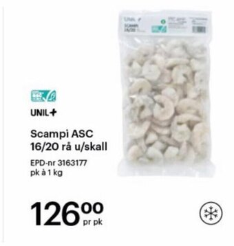 Storcash Scampi ASC 16/20 rå u/ skall tilbud
