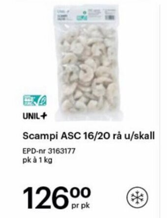 Storcash Scampi ASC 16/20 rå u/ skall tilbud