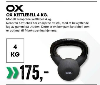 Sport Outlet OX Kettlebell 4kg tilbud