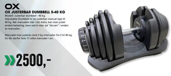 Sport Outlet OX Justerbar Dumbbell 5-40kg tilbud