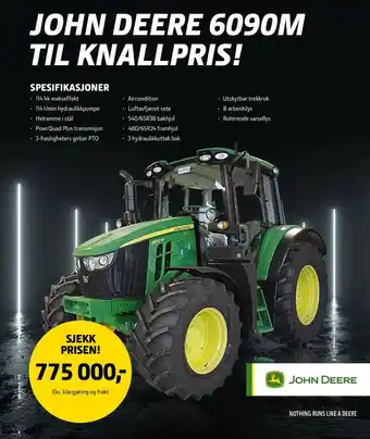 Felleskjøpet John Deere 6090M Til Knallpris tilbud