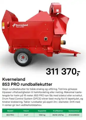 Felleskjøpet Kverneland 853 Pro Rundballekutter tilbud