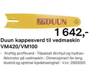 Felleskjøpet Duun Kappesverd Til Vedmaskin VM420/VM100 tilbud