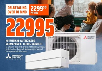 Mitsubishi Kaiteki 6600 Varmepumpe, Ferdig Montert