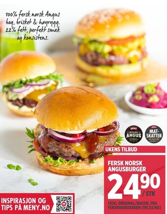 Meny Fersk Norsk Angusburger tilbud