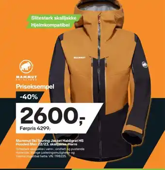 XXL Sport Mammut Ski Touring Jacket Haldigrat HS Hooded Men 22/23, Skalljakke, herre tilbud