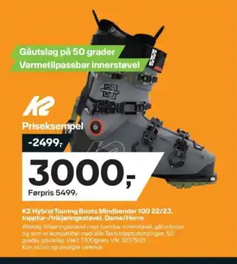 XXL Sport K2 Hybrid Touring Boots Mindbender 100 22/23 tilbud