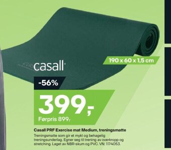 XXL Sport Casall PRF Exercise Mat Medium , Treningsmatte tilbud