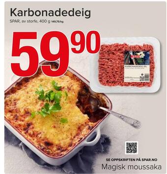 Spar Karbonadedeig tilbud