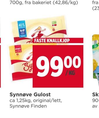 Meny Synnøve gulost tilbud