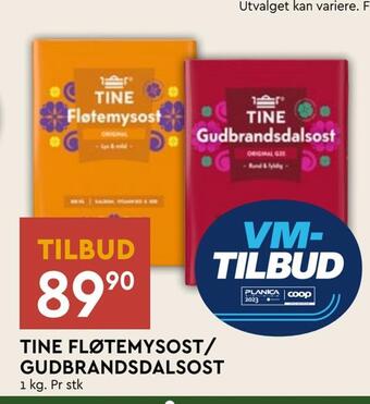 Coop Mega Tine fløtemysost/ gudbrandsdalsost tilbud